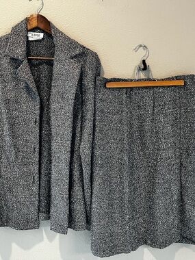 A. Byer Gray Tweed Blazer and Skirt Set
